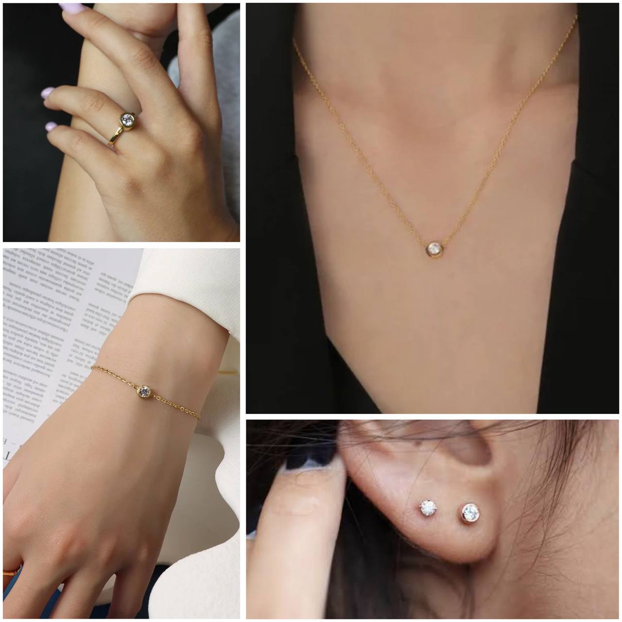 Parure solitaire 4 Pcs | اربع قطع محبوبة  | اطلب الان و عندك هدية 🎁 الجماهير