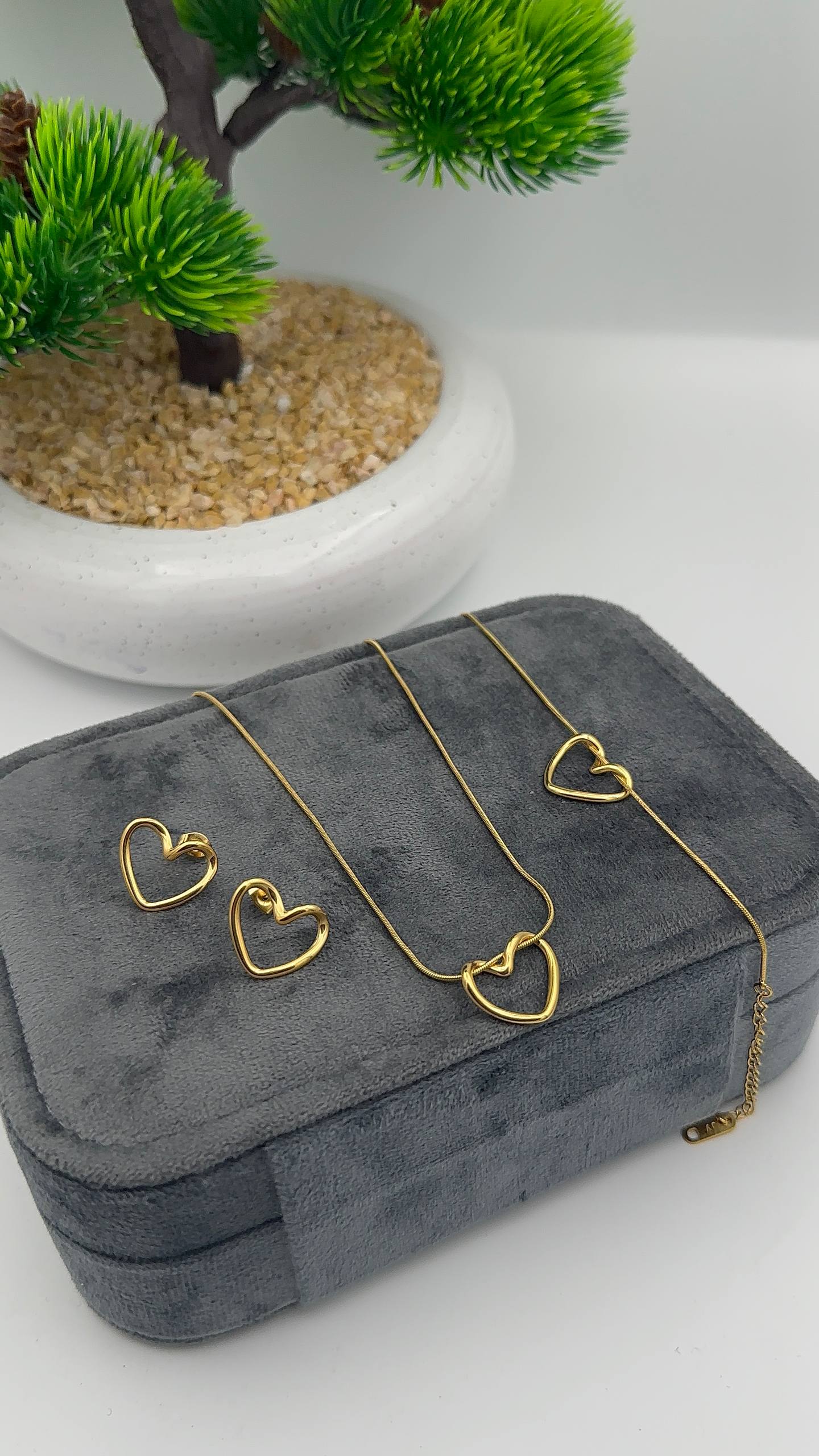 Parure Coeur 3 Pcs en acier inoxydable |  طقم القلب معشوق الجميع