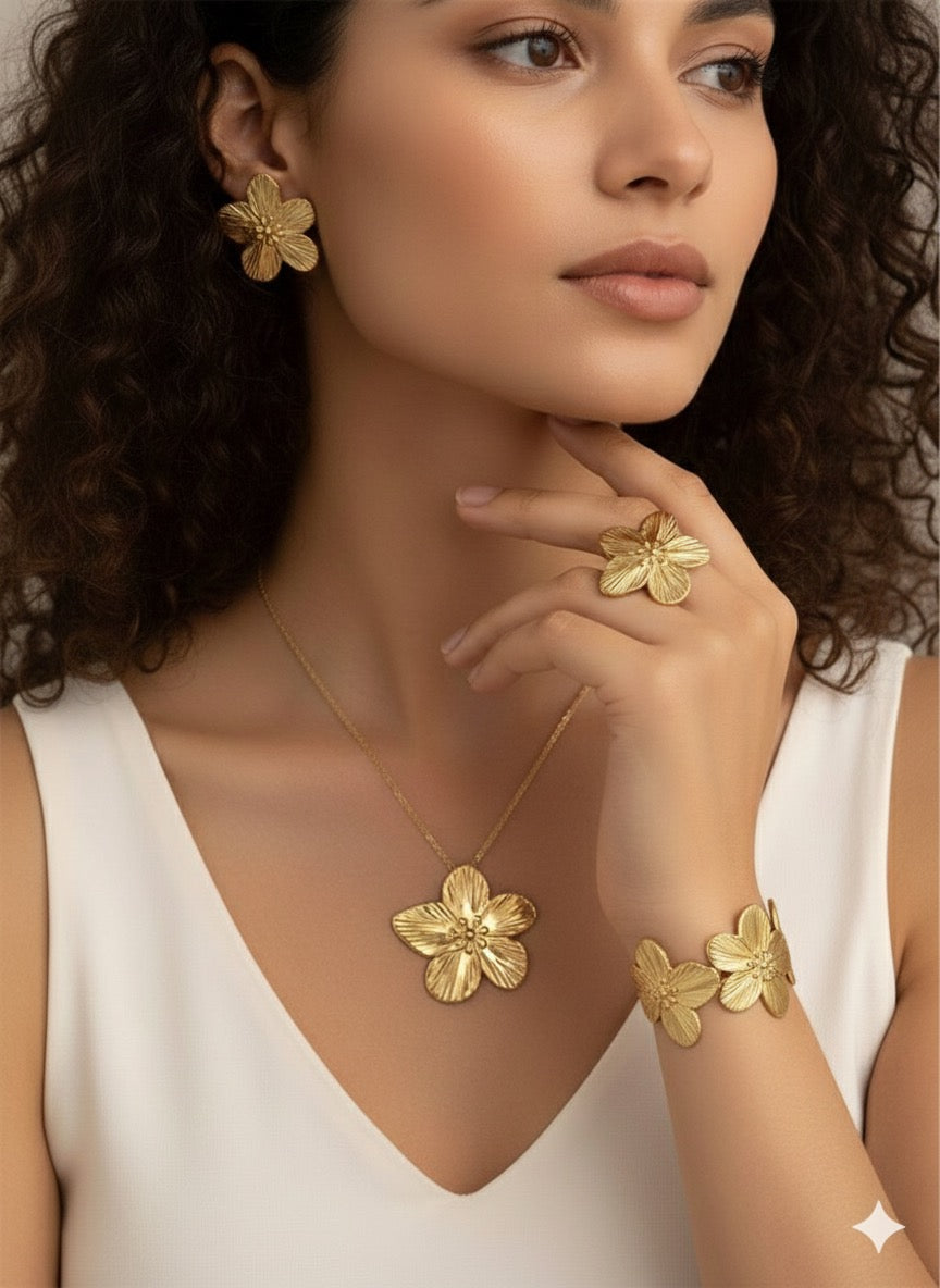 Parure flora 4 pcs | لمسة أنثوية تنبض بالجمال ✨ | اطلب الان و عندك هدية 🎁