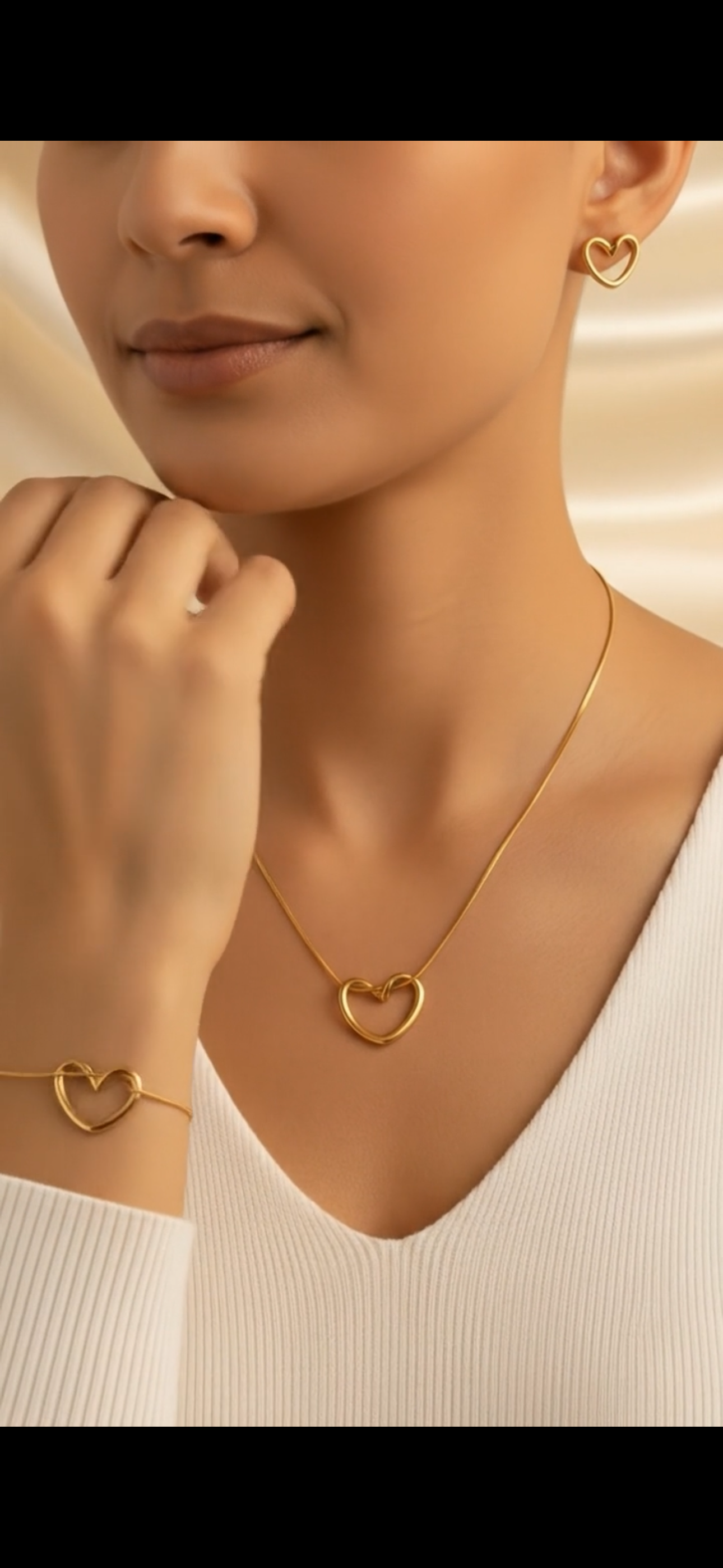 Parure Coeur 3 Pcs en acier inoxydable |  طقم القلب معشوق الجميع