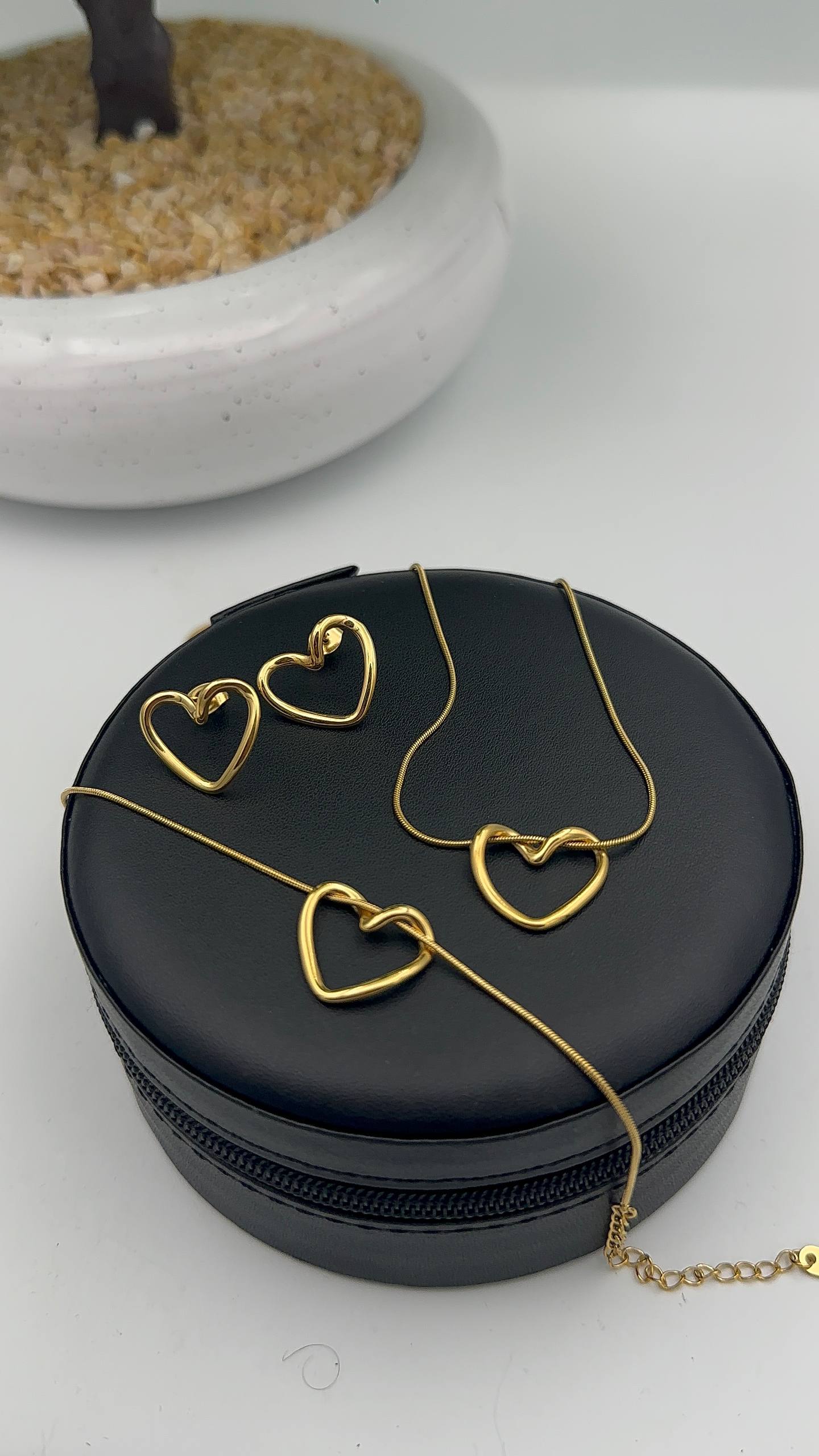 Parure Coeur 3 Pcs en acier inoxydable |  طقم القلب معشوق الجميع