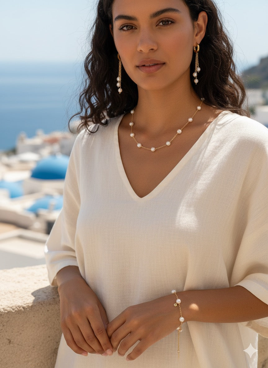 Parure Perliculture 3 Pcs | طقم اللؤلؤ الفاخر – لمسة من الرقي والحب ✨ اطلب الان و عندك هدية 🎁