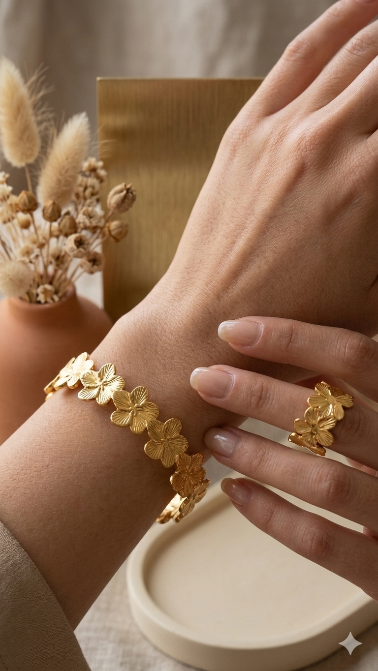 Bracelet et bague flora jonc 3490 DA