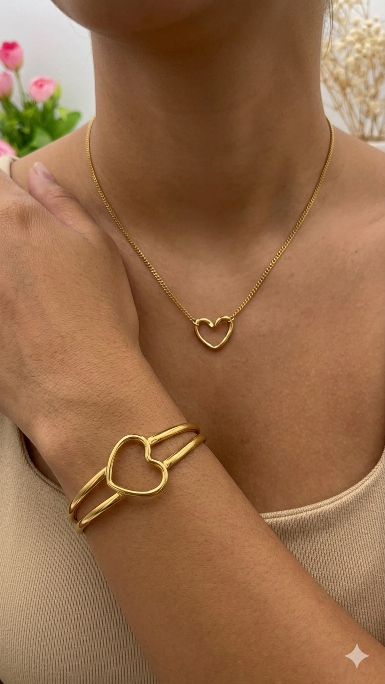 Bracelet et Bague coeur jonc ✨👌| 3490 DA